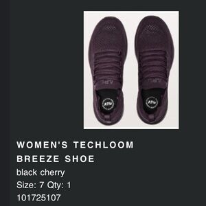 Black cherry, woman’s APL techloom breeze shoe size 7